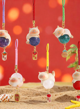 创意卡通萌宠喵见好运水晶挂件盲盒网红热卖挂饰包包装饰学生礼品