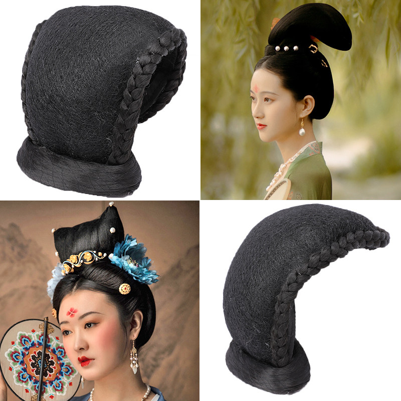 速发髻装汉服假发飞天发古带辫子发包影楼拍高古风摄发髻假发包