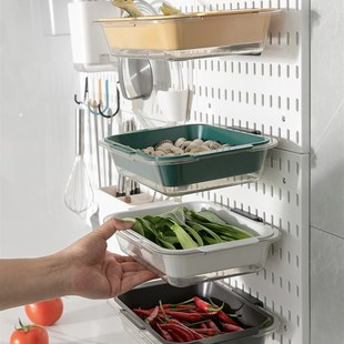 速发洞洞板厨房备盘盘多层火锅菜盘墙上置物架配菜盘可折叠托子收