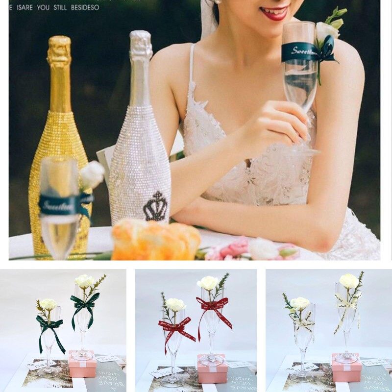 速发新照婚纱摄影道具 街拍旅拍外景拍款镶钻酒瓶香槟酒杯 塑料高