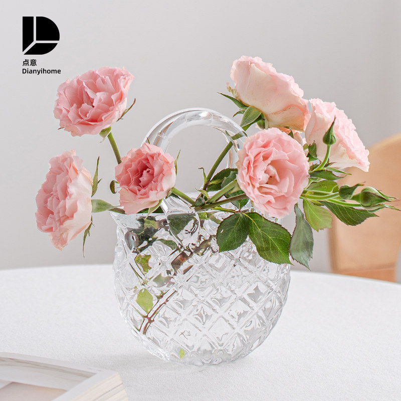 速发花璃水件客厅插花高级感轻奢摆培水养玻瓶透明装饰品创意