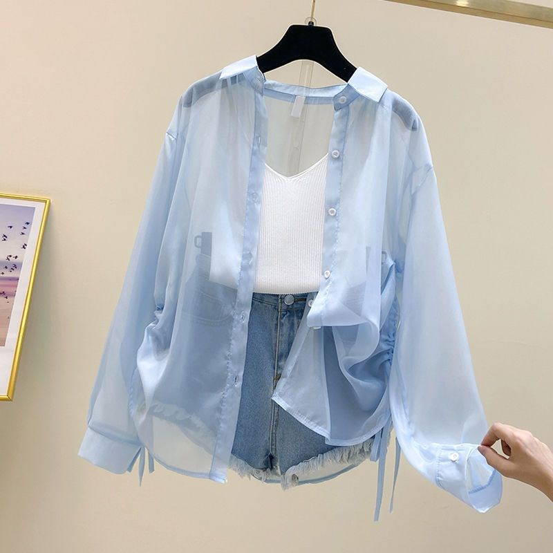 速发长袖超仙薄晒衣服2新250款夏天防款外套珠光开衫赵之周