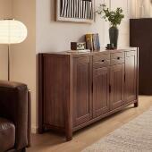 黑胡桃木实木餐边柜收纳柜现代简约北欧酒柜茶水柜厨房置物柜家用