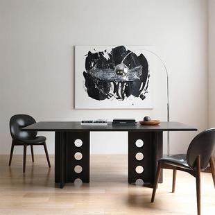 北欧D8简约进口橡木侘寂风意式办公室书桌会议四六人长餐桌|树吱