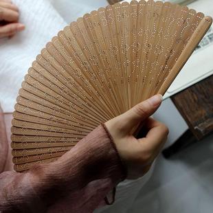 己亥年夏 禅意文化礼物古风镂空全竹扇子国风流苏折扇 定制刻字