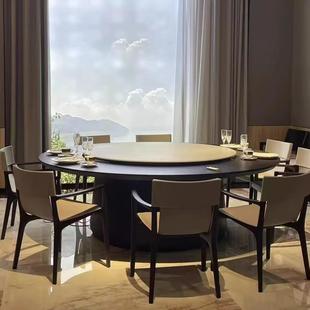 酒店大圆桌电动餐桌餐饮店火锅桌带电磁炉桌子饭店会所餐桌