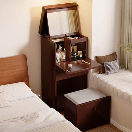 化妆台卧室小户型现代简约可移动化妆柜收纳柜一体迷你小型化妆桌