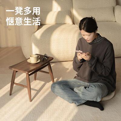 无意实木凳子北美黑胡桃木新中式客厅家用换鞋凳化妆凳简约矮凳