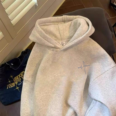 美式重磅纯棉连帽卫衣男款秋冬加绒加厚百搭潮牌字母印花学生外套