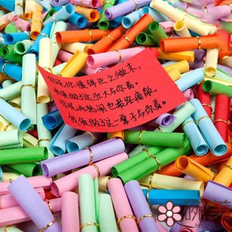 热销包邮漂流瓶彩色许p愿小纸卷星星瓶纸条情书纸条爱情蜜语条迷