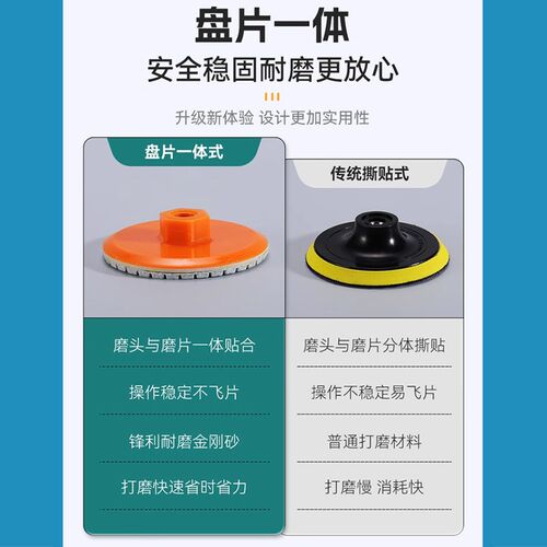 热销一体式打磨片瓷砖打磨修边干抛片大理石M石头岩板瓷砖角磨机