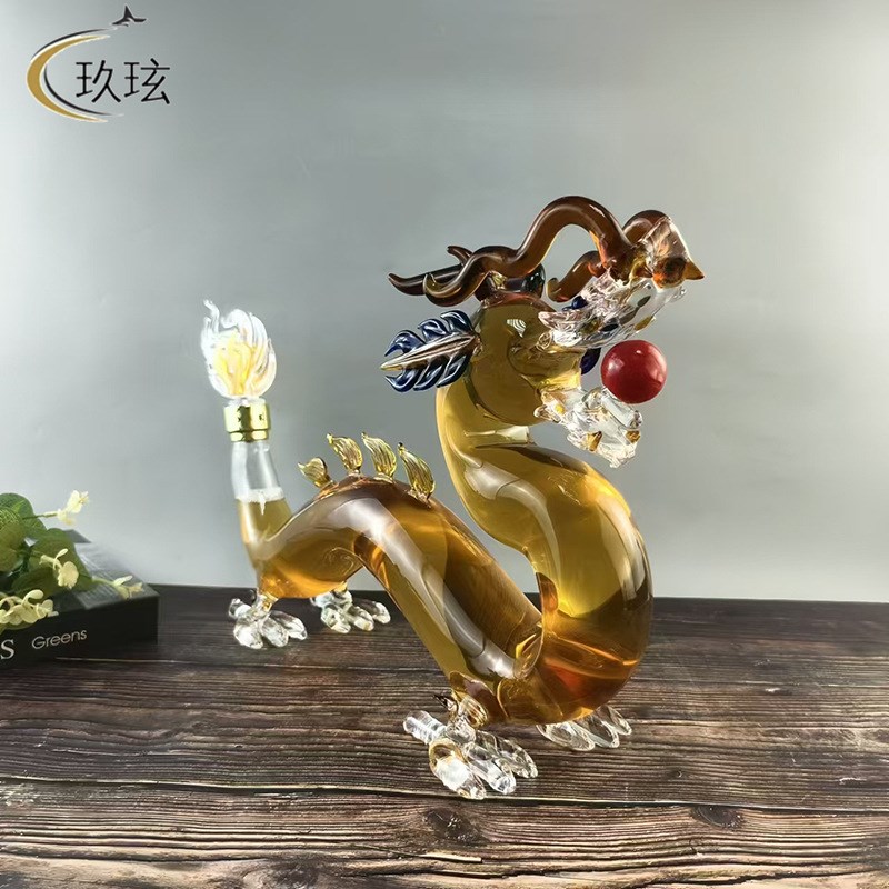 热销龙形b玻璃酒瓶高硼硅玻璃白酒瓶创意造型十二生肖空心龙泡酒