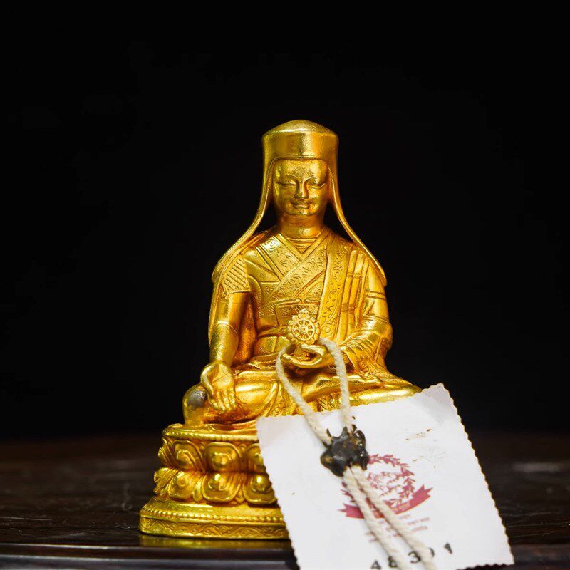 热销纯铜鎏金佛像萨迦五祖三寸萨迦五祖精品仿古鎏W金铜像家用供 - 实物图