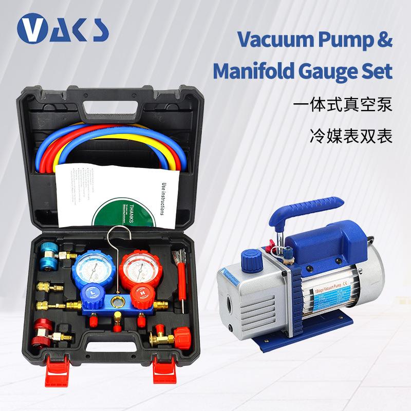 1.8/3/4/5CFM单级旋片式真空泵空调制冷抽真空泵机配套冷媒压力表