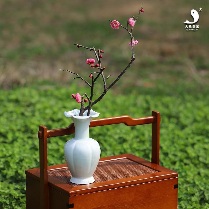 大鱼美器 影青宋式瓶 宋式美学手工陶瓷花瓶小号花器茶席花插花道