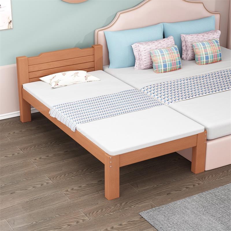 榉木儿童床拼接床婴儿床小孩床护栏床加宽床定制床实木床单人床