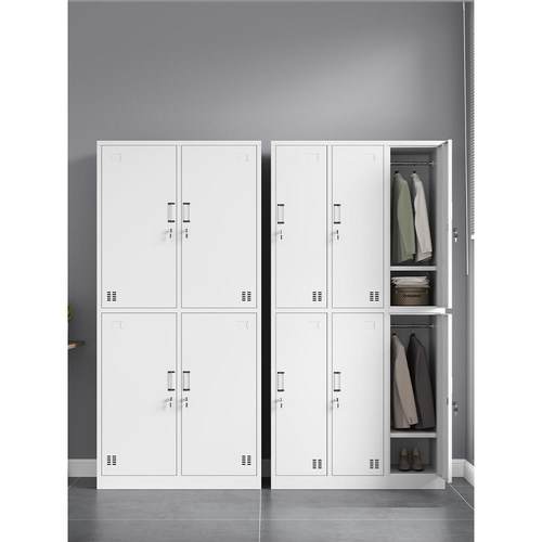 铁皮四门更衣柜六门员工宿舍浴室储物柜子带锁办公换衣柜工厂鞋柜