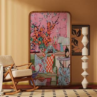 马蒂斯实木栅栏屏风隔断玄关入户中古客餐厅办公室可移动遮挡座屏