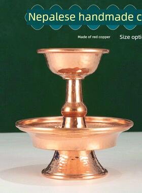 尼泊尔工艺红铜护手杯供水杯净水碗纯铜圣水杯供祭杯铜大小