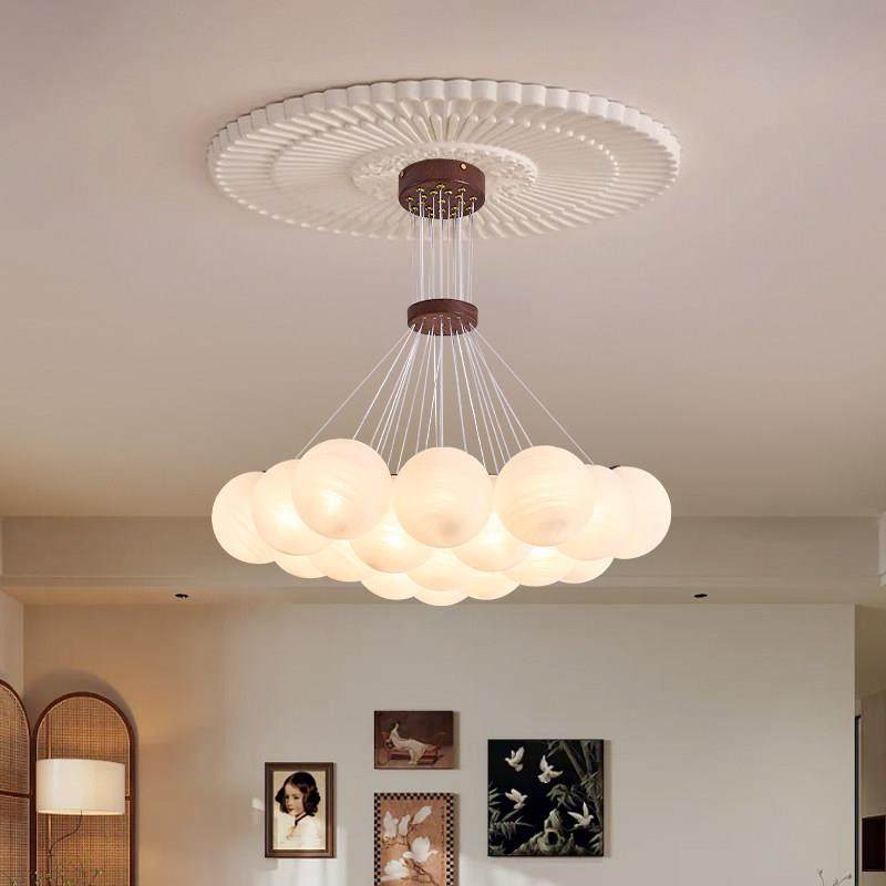 星球客厅网红吊灯2025新款泡泡球中古风复古胡桃木纹餐厅书房灯具,家装灯饰光源,客厅吊灯,淘宝优惠券,粉丝福利购,淘宝优惠卷