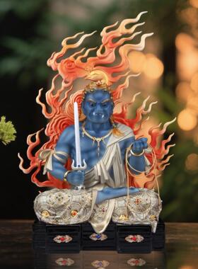 汉白玉不动明王菩萨佛像生肖属鸡守护神家用供奉保平安客厅摆件