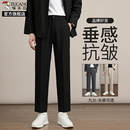 男春秋季 西裝 商務(wù)小西褲 夏季 直筒修身 褲 啄木鳥黑色休閑褲 子K 新款