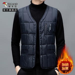 棉马甲男2024冬中老年人保暖加绒加厚羊羔绒背心爷爷内穿棉服内胆