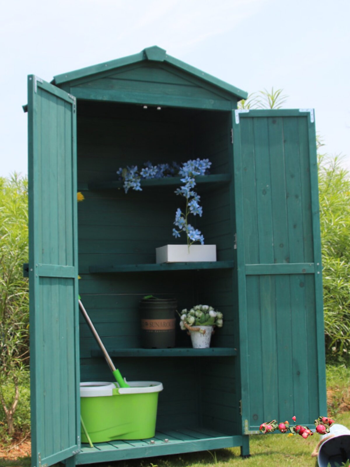 户外储物柜防水防晒大容量室外工具房阳台庭院收纳柜子置物夹缝柜