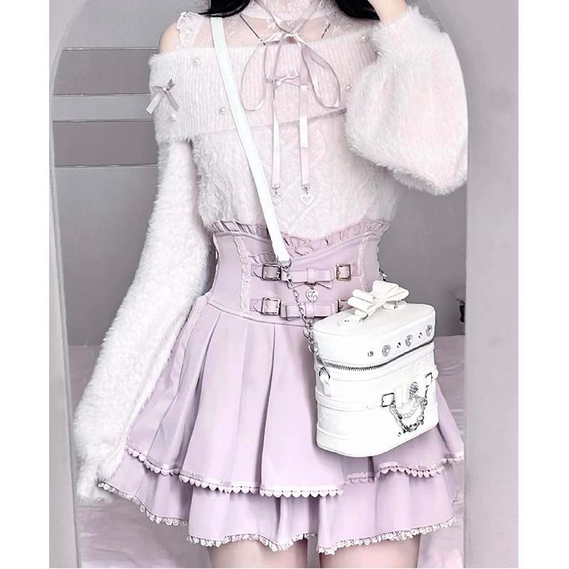 清楚系大小姐设计感露肩毛衣芭蕾风半裙洛丽塔lolita裙秋冬新款