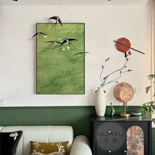 燕子挂饰法式中古风客厅装饰画入户正对门玄关画现代简约艺术挂画