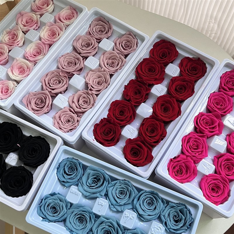玫瑰花永生花花头4-m5cm8朵10朵装A级手工diy保鲜花不凋花爱心花