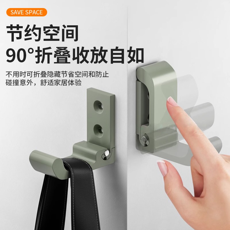 隐形折叠b挂钩隐藏式入户门墙上无痕打孔衣帽钩铝合金挂衣钩免打