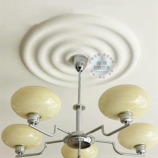 水波纹光面石膏灯盘吊顶小鸟燕子法式雕花线条圆盘造型GRG圆形灯