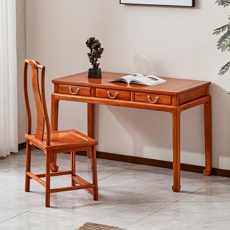 缅甸花梨木书桌新中式办公桌全实木家用大果紫檀电脑桌Z红木书法