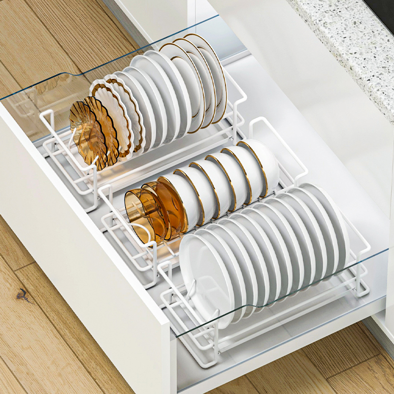 免安装碗盘收纳层架厨房置物架碗架沥水架家用整体橱柜内筷盒放碗