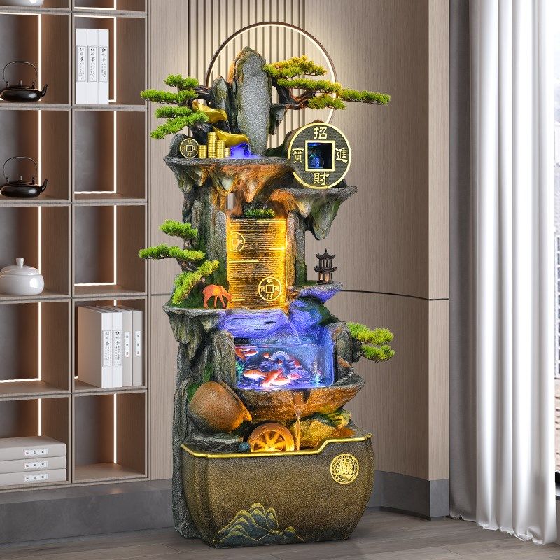 客厅流水摆件玄关落地循环水幕墙鱼缸公司风水轮乔迁新居开业礼物,家居饰品,落地摆件,淘宝优惠券,粉丝福利购,淘宝优惠卷