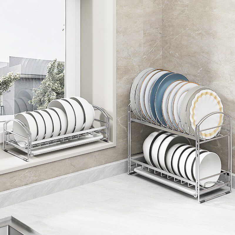 沥水架碗架厨房置物架小尺寸304不锈钢 双层碗碟架沥水篮碟架小号