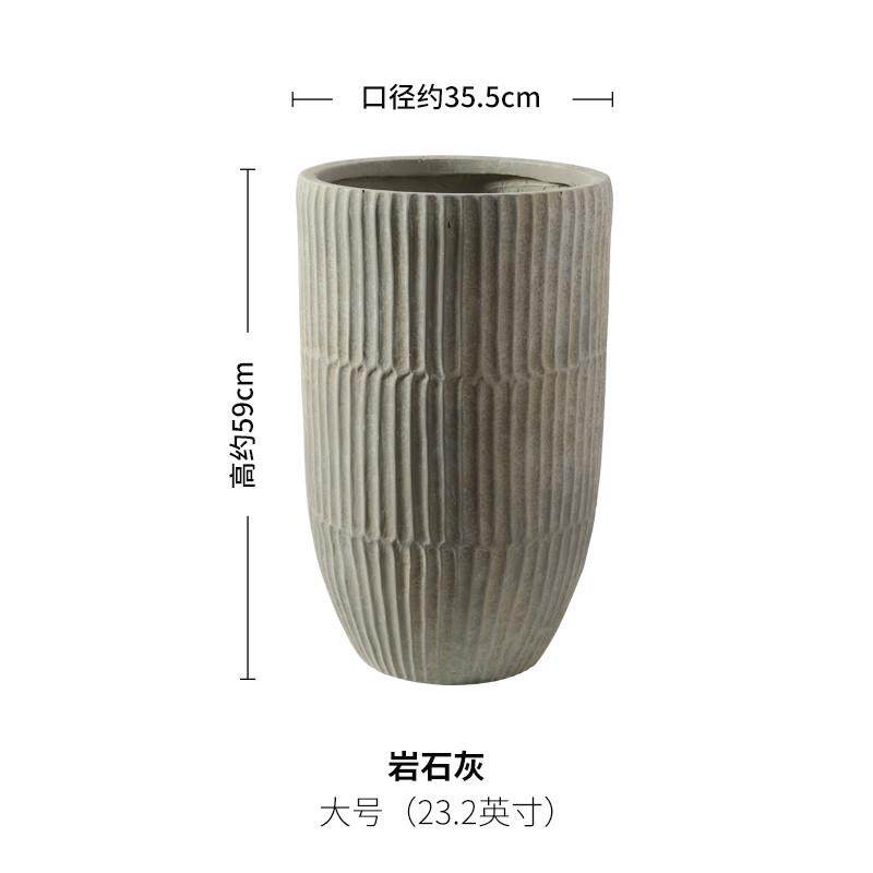 北欧高圆柱仿水泥氧化镁泥特大号花盆客厅户外庭院绿植柠檬树盆栽