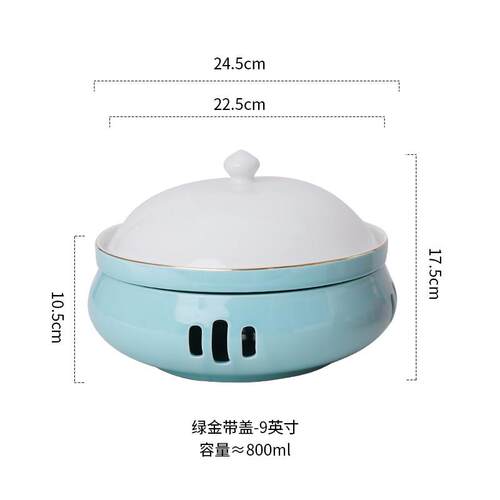 6qcs复古鼓仿宋陶瓷蜡烛加热保温明炉菜盘干锅纯色红色色釉型菜盘