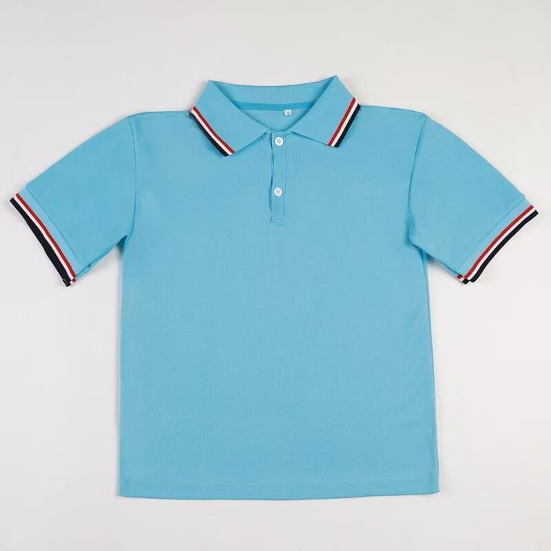 天蓝色短袖T恤polo衫中小学校服/园服