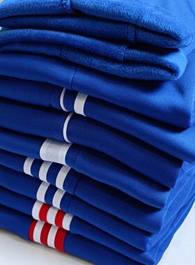 宝蓝色校服裤两道杠一条杠小学生初高中男女宽松加绒保暖运动校裤