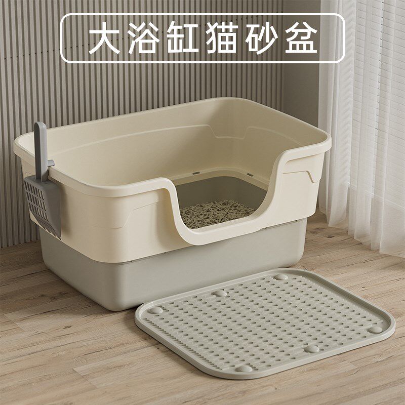 速发超大号猫砂盆放屎溅防臭猫厕所幼猫巨型开放式猫砂盆特大号猫