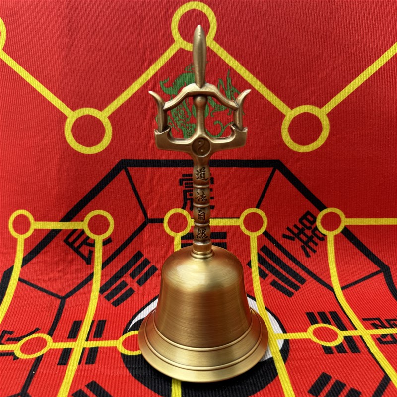 速发道家用品道士法器三铜戟法器纯铜手摇铃清摆件叉三铛铃铛三清