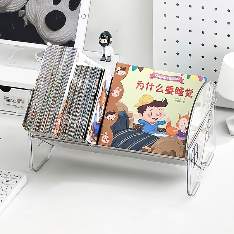 速发书架牛童绘盒收纳本桌面整理神器桌上亚克力儿津树置物架