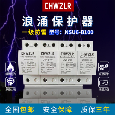 极速一级浪涌保护器2P12.5KuA25KA40KA100KA电源防雷开关4P电涌避