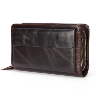 极速Busineess Genuine Leather Clutch Wallet Men Long Leather
