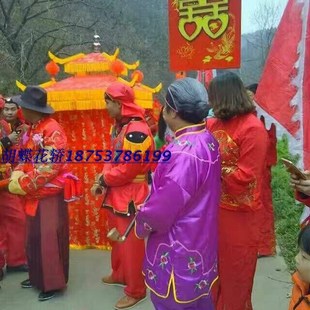 极速婚庆道具大花轿轿子媒婆服z喜婆服装假发头套烟袋杆丑角服秀