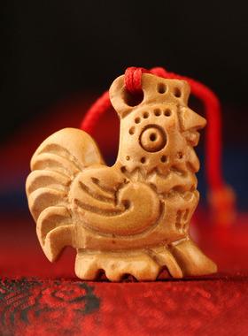 新品十二生肖吊坠桃木12属相鸡项链男女士木质P随身饰品守护平安