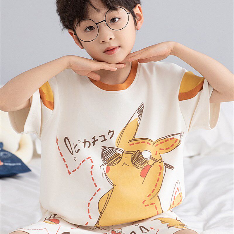 新品男童睡衣夏季薄款短袖纯棉儿童男D孩夏款2025新款青少年家居
