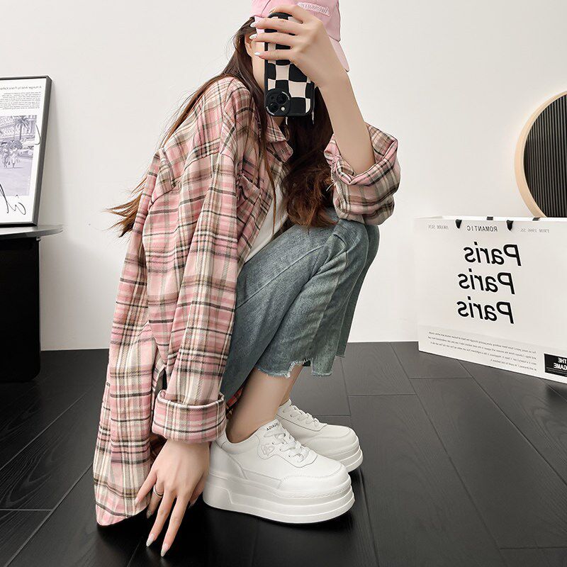 新品赵露思同款鞋j厚底小白鞋女2026春夏新款小个子内增高8cm真皮